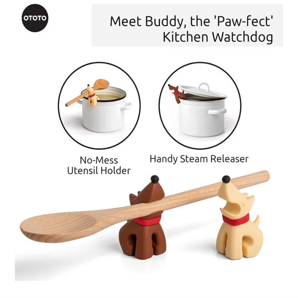 *5 for $25* NWOT Ototo Best Buddies Dual Spoon Holder & Steam Releaser - Picture 9 of 10